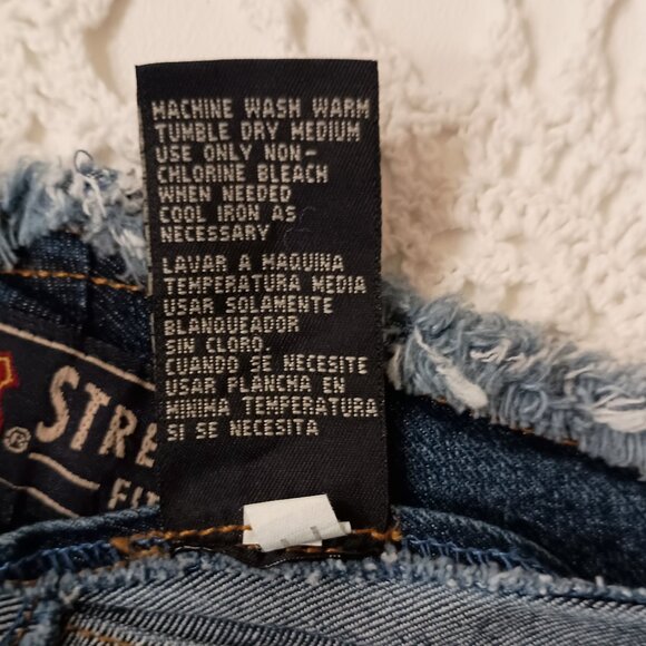 Vtg 90s Y2K Jeans Low Rise Fray Tattered Hem Medium Wash Blue Stretch 10 Women - Picture 6 of 8